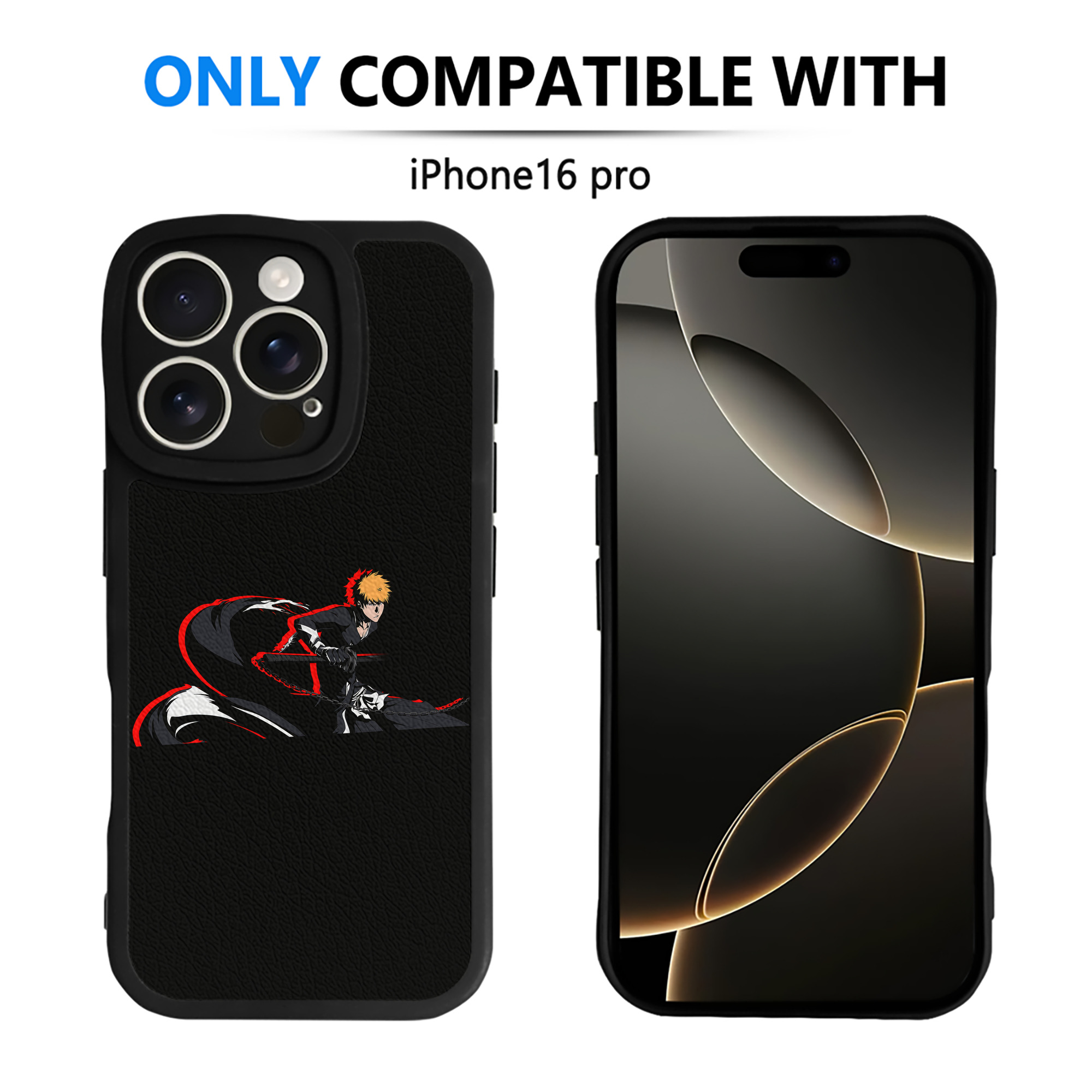 ブリーチ 黒崎一護（くろさき いちご）BLEACH Kurosaki Ichigo 【iPhone 16シリーズ対応】シリコンスマホケース（レザー調） 材質：シリコン